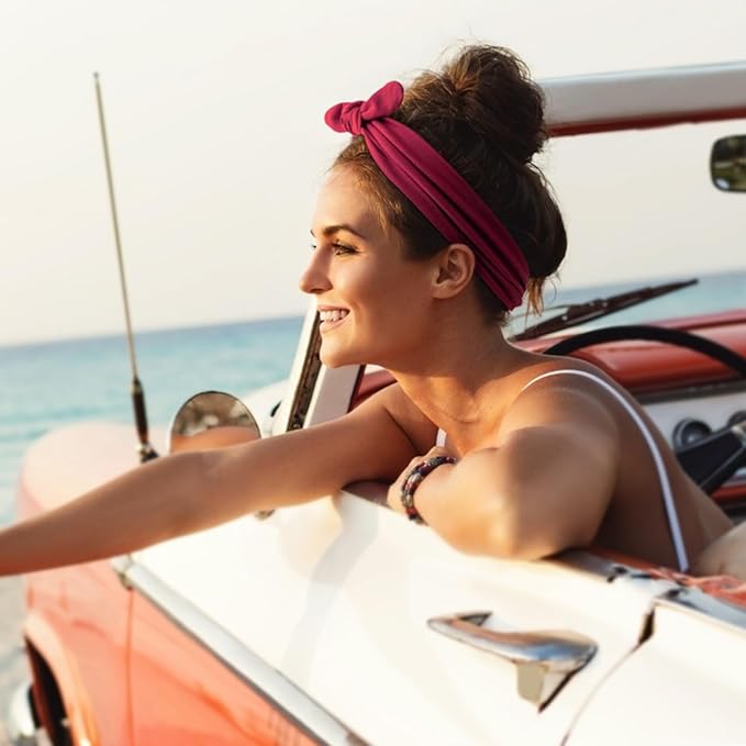 DRESHOW 8 Pack Bow Headbands for Women Girls Elastic Headwraps Knotted Headband Rabbit Ears Turban Non-Slip Sport Cute Hair Accessories