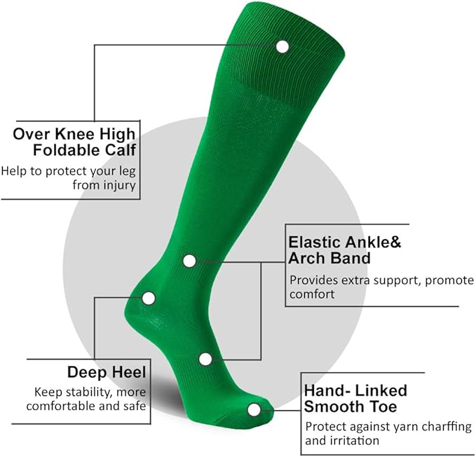 FOOTPLUS Baseball Softball Socks, Unisex Over Knee High Solid Sports Rugby Soccer Homecoming Socks
