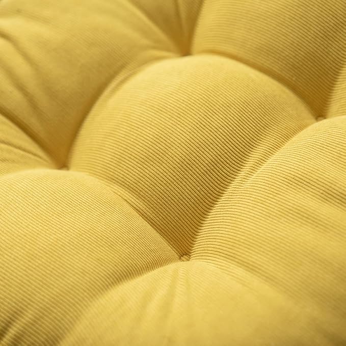 Corduroy Chair Pads Seat Cushion Soft Thicken Bedroom Living Room Floor Tatami Cushion Round Seat Pad for Kids Reading Adult Office,1 Count (Yellow,22"x22")