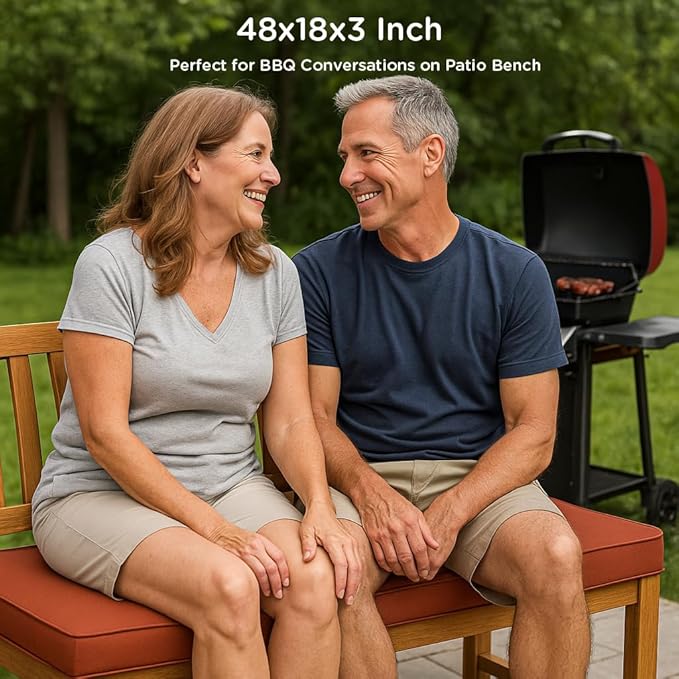 Codi Outdoor Bench Cushion 48 inch, Double Waterproof Patio Furniture Cushions Replacement for Swing, Porch, Couch, 48x18x3'', Spice