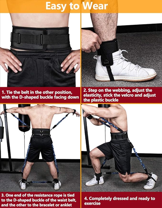 Boxing Resistance Bands Set for Speed and Agility, Workout Band Ankle Exercise Bands Legs Ankle Straps for Resistance Training Enhance Explosive Power