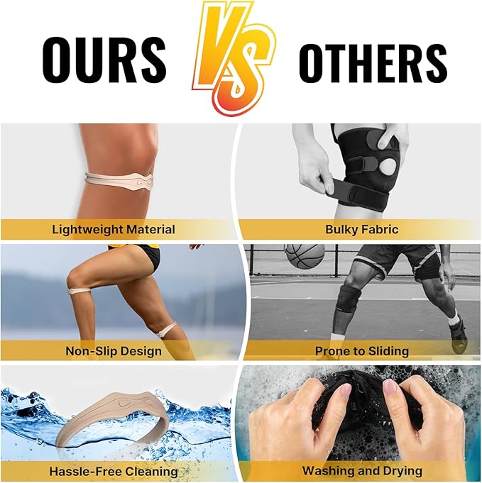 Fitgeno Knee Strap Patella Support: Knee Band for Patellar Tendon Pain Relief - Knee Brace for Tendonitis Jumpers Running Sports Basketball Men Women 2 Packs (Beige)