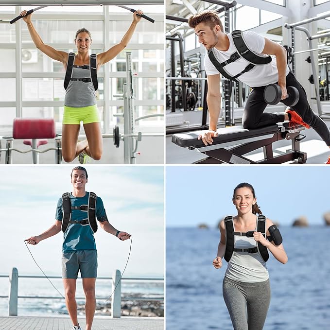 Fragraim Weighted Vest for Women Men - 8lb/10lb/12lb/16lb/22lb/25lb/30lb Weight Vest with Reflective Stripe, Detachable Phone Pouch, Ideal for Walking, Strength Training, Running, Workout, Cardio