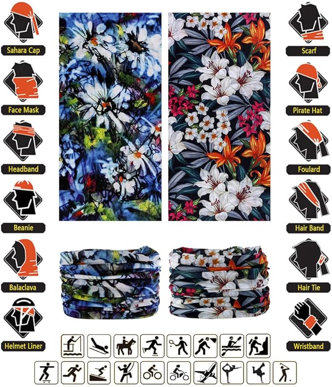 Headband Neck Gaiter Head Wrap Headwear Face Mask Magic Scarf Bandana for Men and Women