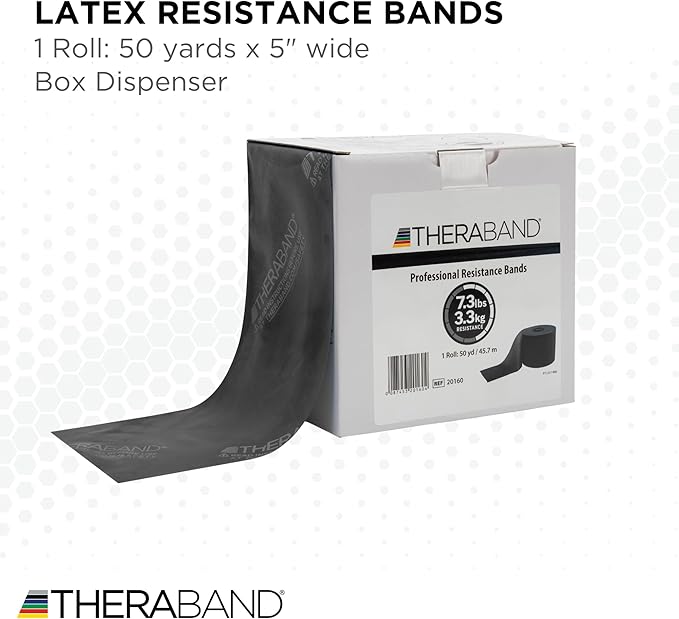 THERABAND Resistance Band, Black, Special Heavy, 50-Yard Roll, Latex Elastic Band for Exercise