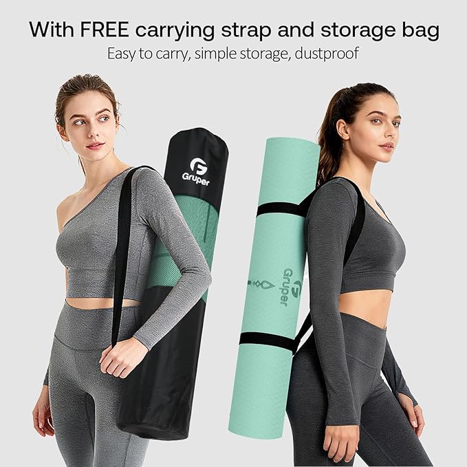 Yoga Mat Non Slip TPE Extra Wide Yoga Mat with Alignment Mark, 72"L x 32"W x 0.32"/0.24"Th (183cm x 80cm x 8mm/6mm), Anti-Tear Exercise Mat with Carrying Strap and Bag, Workout Mats for Yoga, Pilates