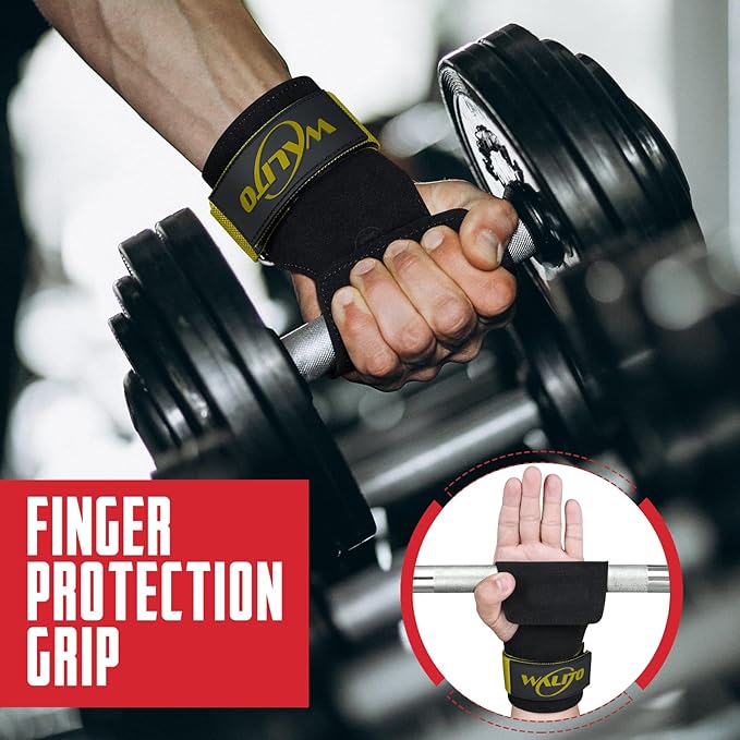 WALITO Weight Lifting Wrist Strap, Double Leather Weightlifting Wrist Straps for Gym Strength Training, Neoprene Padded Wrist Wraps - for Men & Women (Pair)