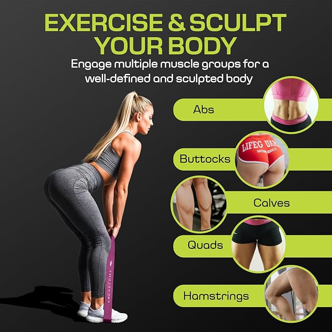 Fabric Resistance Bands for Working Out with 5 Strength Levels - Extra Light to Extra Heavy, Thick Resistance Workout Bands for Legs, Glutes, Hip, Stretching, Strength Training, and Physical Therapy