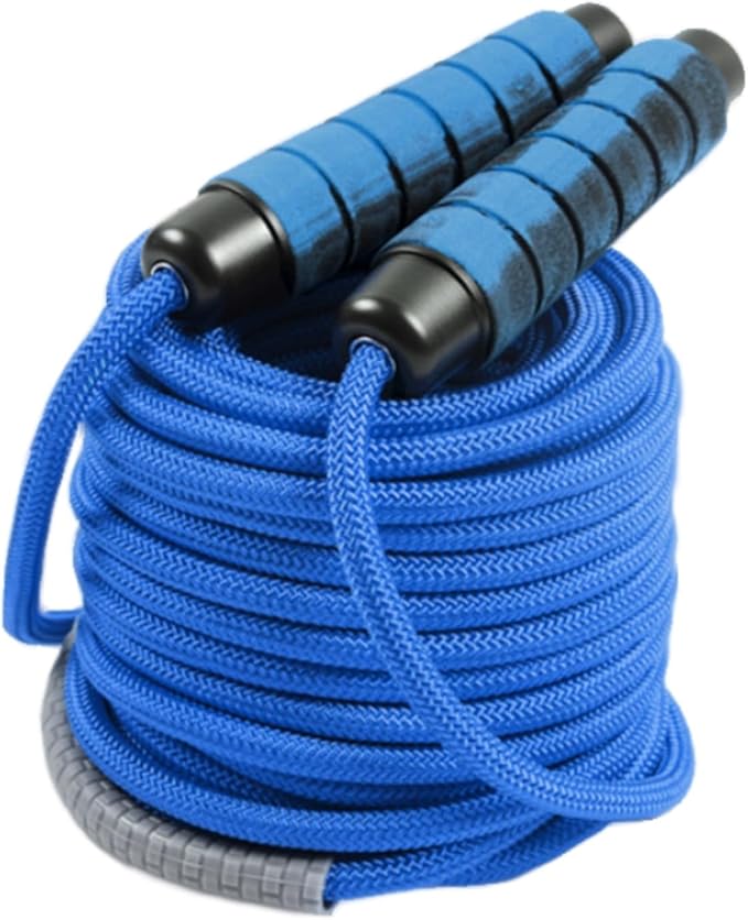 30 FT Long Jump Rope for Kids Adults,Double Dutch Jump Rope,Adjustable Skipping Ropes with High-strength Nylon Braided Rope Core,360°Rotation Not Entangled,Long Enough for 6-10 Jumpers.Blue