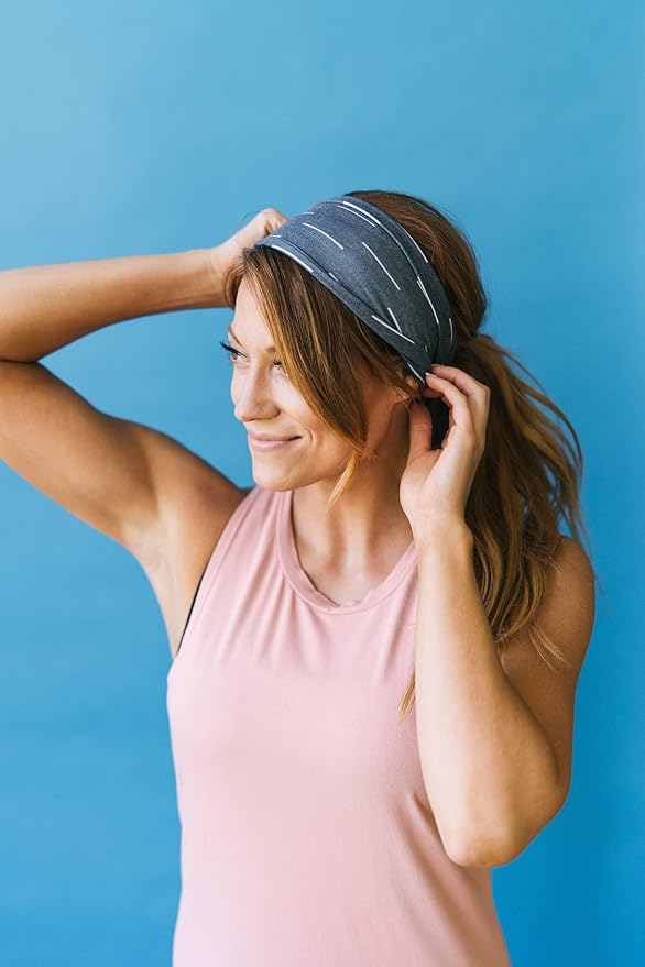 Maven Thread Workout Headbands for Women, 2Pack - 4 inch Thick Wide, Non Slip Sweatbands for Women, Ideal for Exercise, Gym Hairband for Athletic Workouts and Yoga, Black Marble