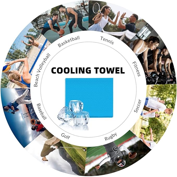 Custom 1-200 Pack Cooling Towel 40"x12", Design Your Team Logo Photo Ice Towel Personalized Soft Breathable Sport Towel Customized Workout Sweat Towel for Yoga Gym Activities (SkyBlue)