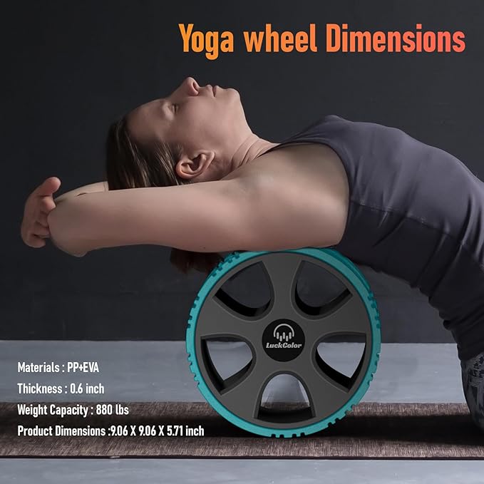 Back Roller, Back Wheel Targeted Back Pain Relief, Yoga Wheel Muscle Massage, Foam Roller for Trigger Point Therapy Physical, Stretching & Exercise, 880lbs Capacity, 10 Inch (Acid Blue+Grey)