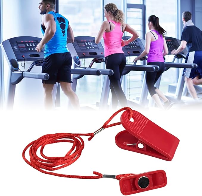 Flylin 2PCS Treadmill Magnet Safety Key, Universal Lightweight Red Treadmill Security Key Replacement, Rectangle Plastic Running Machine Key for Most Treadmill (15x40mm)