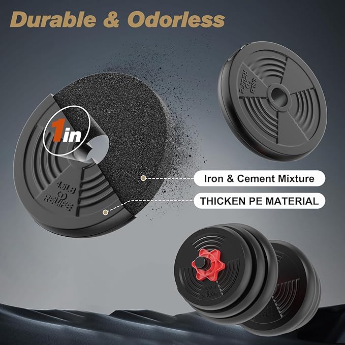 RELIFE REBUILD YOUR LIFE Adjustable Dumbbells Set 6 in 1 Weight Set Dumbbell Barbell Kettlebells, Push-up, Push up Stand and Ab roller for Workout Home Fitness Equipment