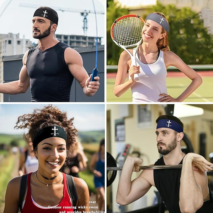 3pcs Sports Sweat Bands Headbands for Men Sweatbands Skull Workout Cooling Headbands for Men Women Running Headband Hairband Elastic Men's Head Sweat Band for Football