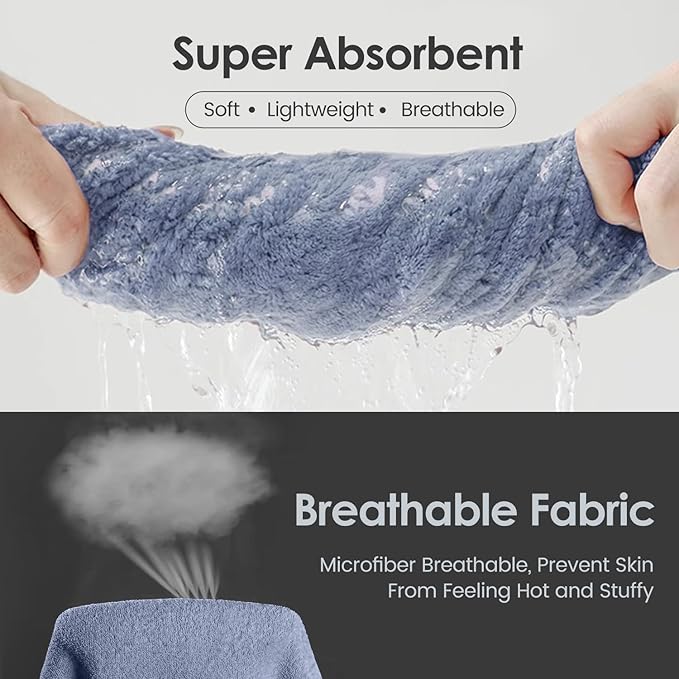 JML Microfiber Bath Towels, Oversized, Ultra Soft, Super Absorbent and Fast Drying, No Fading Large Bathroom Towel Set for Sport, Travel, Fitness, SPA and Yoga (Coral Fleece - Blue, 30 in x 60 in)