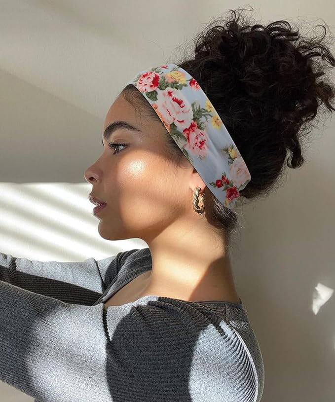 DRESHOW 8 Pack Sports Headbands for Women Non-Slip Stretchy Fashion HairBand Curly Hair Headband Soft Hair Accessories for Daily Wear Workout Yoga Running