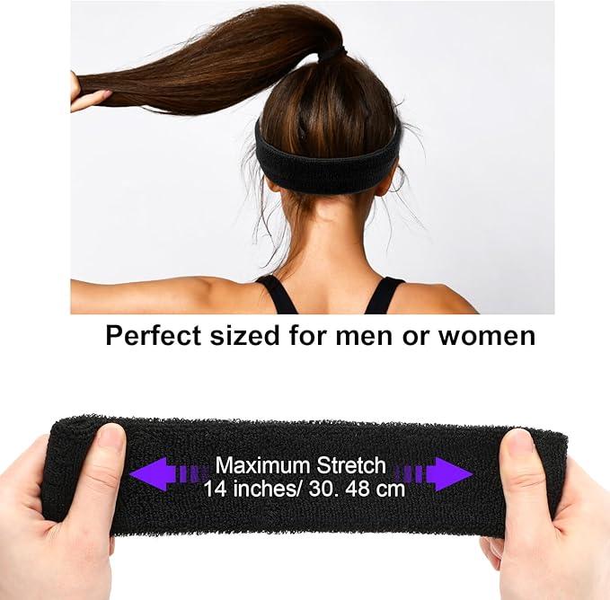 48 Pcs Football Sweatbands Bulk for Men Women Striped Sweatband Set, Include 16 Headband and 32 Wristbands Sports Neon Accessories for 80's Costume Party Athletic Gym