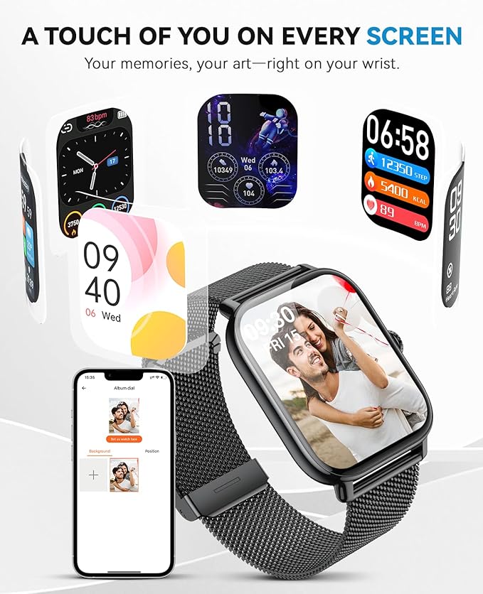 Smart Watches for Women Men,Fitness Watch Full Touchscreen (Answer/Make Calls),Fitness Tracker With 120+ Sport Modes/Step Counter/Sleep Monitor/Pedometer,IP68 Waterproof, Smartwatch for Android/iPhone