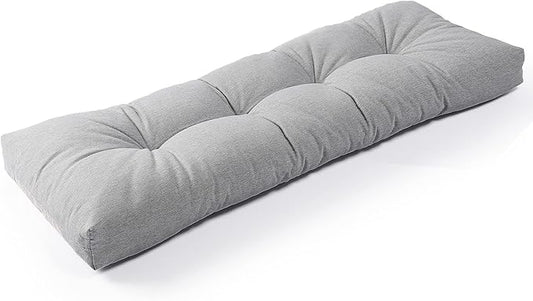SUNROX LokGrip Non Slip Tufted Memory Foam Bench Cushion, FadeShield Water Resistant Durable Thicken Outdoor/Indoor Bench Seat Pads 54x16x4 inch, Heather Grey