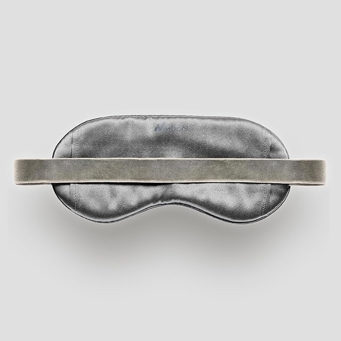 Luxury Silk Sleep Mask with 22mm Mulberry Silk, Velvet Elastic Band, Heat Therapy Pocket, and Travel Pouch, Grey Color