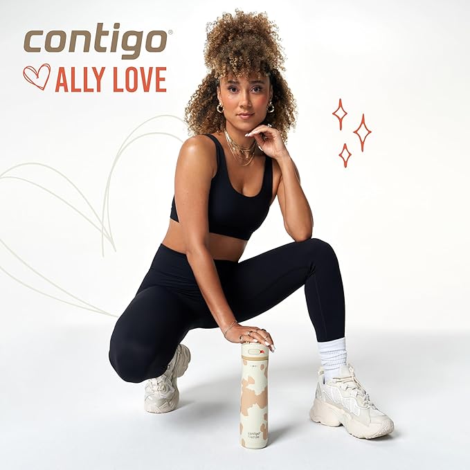 Contigo x Ally Love Ashland Chill 2.0, Stainless Steel, Spill Proof Water Bottle with AutoPop Easy Lean Lid, BPA Free, 24oz, Stellar Jay