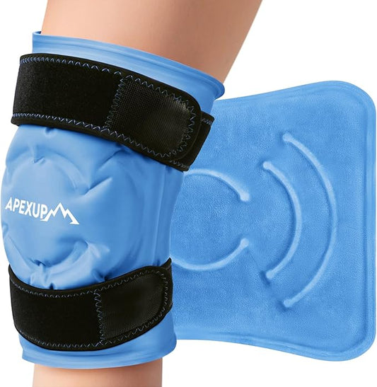 APEXUP Ice Pack for Knee Pain Relief, Large Reusable Wrap After Surgery, Flexible Gel Cold Pack for Injuries, Pain Relief for Back, Shoulder, Elbow, Ankle and Leg (Blue, XXL, 1PK)