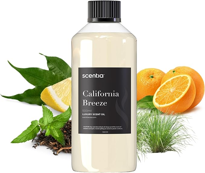 Scentia Hotel Diffuser Oil Inspired by The Delano Beach Club Hotel Scent - 500 mL 16.9 fl oz - Essential Oil Blend Orange, Green Tea & Jasmine for Aromatherapy Diffusers - California Breeze