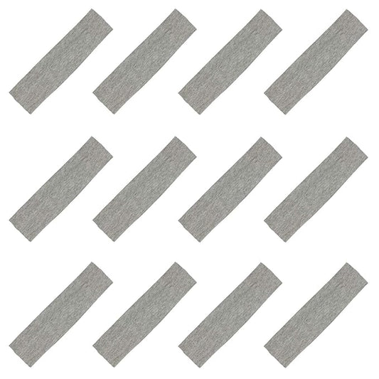 Kenz Laurenz Soft and Stretchy Elastic Cotton Headbands, Pack of 12, Light Grey
