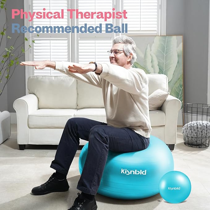 Exercise Ball, Extra Thick Yoga Ball for Workout Pregnancy Stability, 4 Sizes Anti-Burst Balance Ball with Foot Pump - Heavy Duty Fitness Ball Chair for Office, Home & Gym