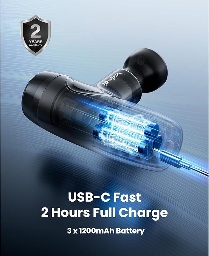 BOB AND BRAD M7 Plus Mini Massage Gun with Heat, Pocket-Sized Heated Deep Tissue Massager, Portable Percussion Muscle Travel Massager Gun, Ultra Light Small & Quiet Massage Gun