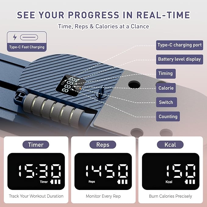 2025 Upgrated Pilates Board, Portable Pilates Reformer with Two Groups Resistance Band and Counter, Multi-Function Abdominal Pilates Board for Home, Suitable for Women's Full-Body Workouts