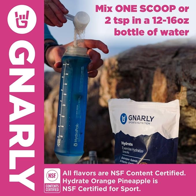 Gnarly Nutrition Hydrate Electrolyte Powder – Raspberry Exercise Hydration Drink Mix – NSF Contents Certified – Electrolyte Solution, Performance & Recovery – Raspberry, 14.10 oz