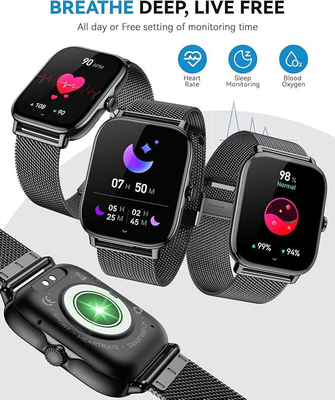 Smart Watches for Women Men,Fitness Watch Full Touchscreen (Answer/Make Calls),Fitness Tracker With 120+ Sport Modes/Step Counter/Sleep Monitor/Pedometer,IP68 Waterproof, Smartwatch for Android/iPhone
