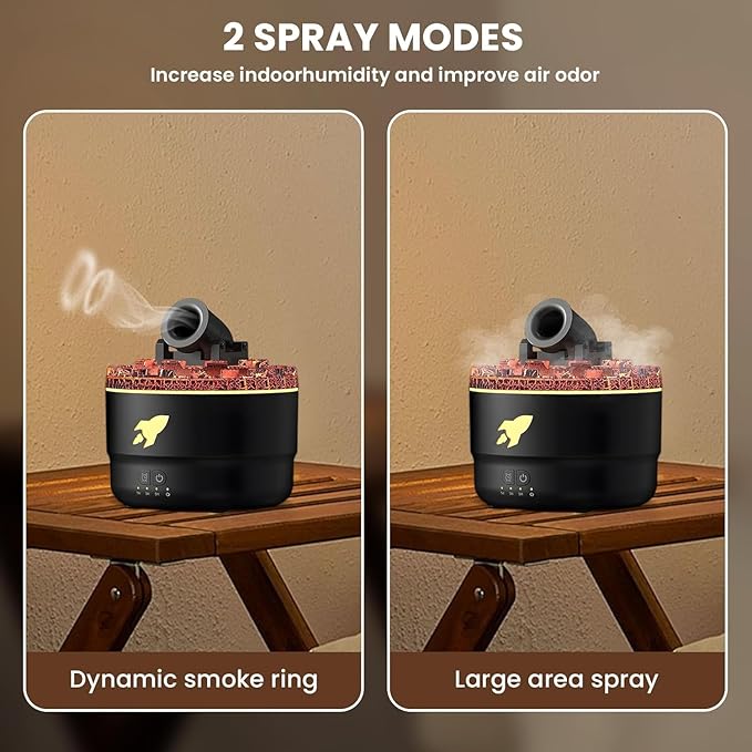 Cannon Blast Aroma Humidifiers, 7 Color LED Volcanic Humidifiers Diffuser, 2 Mode Creative Turret Cool Mist Air Aromatherapy Humidifier, Gifts for Boys Girls Bedroom (Black)