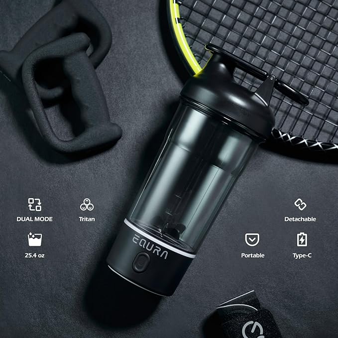 Electric Protein Shaker Bottle, 25.4 Oz Pulse Blender Bottles For Protein Mixes, | Tritan | Bpa Free| Portable Mixer Cup, Rechargeable Shake Cups And Meal Replacement Shakes(Black)