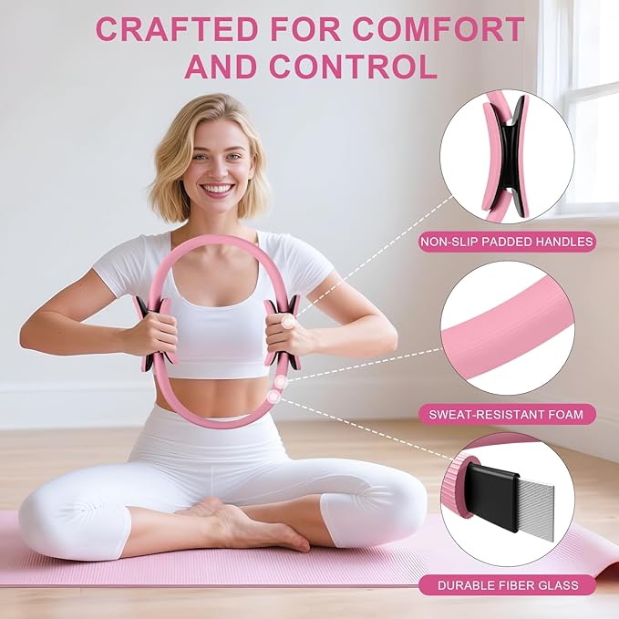 Home Pilates Essentials Kit for Women - Complete Set with 9" Yoga Ball, Figure 8 Resistance Band, Pilates Bands, Accessories, and Pilates Ring - Perfect for Beginners Home Workouts