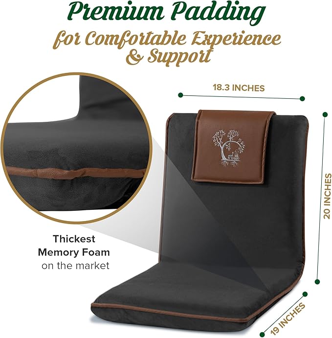 Japanese Meditation Floor Chair with Back Support for Adults - Premium Meditation Chair with Adjustable & Foldable Back for Seating, Yoga & Gaming — Folding Backjack Chairs with Backrest for Adults