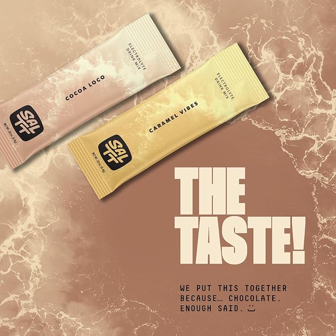 SALTT Electrolytes Powder Packets, Cocoa Variety Pack (30 Packets) - Magnesium, Potassium, Sodium, Trace Minerals - Vegan, Sugar Free, Gluten Free - Travel Essentials - Made in USA