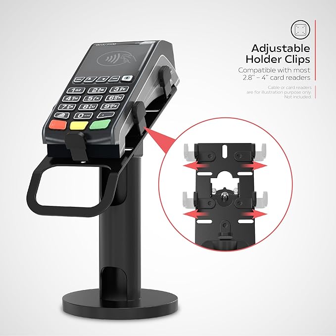 CTA Universal Credit Card Reader Stand - Universal Rotating Card Reader Terminal Stand for Verifone, Ingenico & Pax POS Stations - Bolt Down or Adhesive Anti-Theft Security - Easy Install