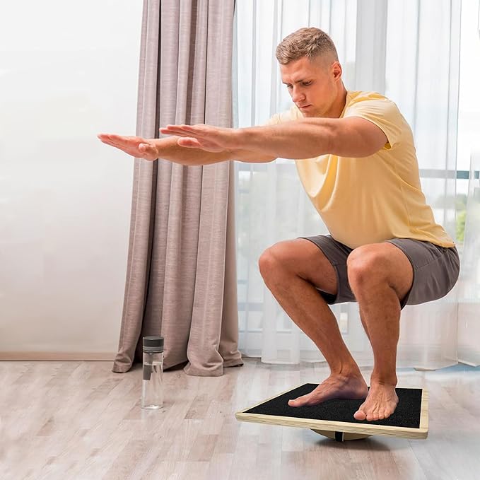 Balance Board Professional Wobble Board for Adults Anti-Slip for Physical Therapy Standing Desk Core Strength Wooden Rocker Board(350LBS)