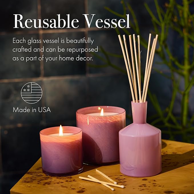 LAFCO New York Classic Reed Diffuser, Midnight Cactus - 6 oz - Up to 3 Months Fragrance Life - Reusable Glass Vessel - Natural Wood Reeds - Made in The USA