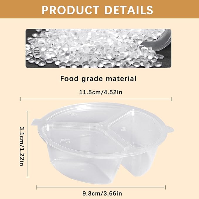 20 Piece Container Set, Reusable Snack Containers with, Lids Three Compartment Sauce, Mini for Kids and Adults, Disposable Snack Packaging Containers