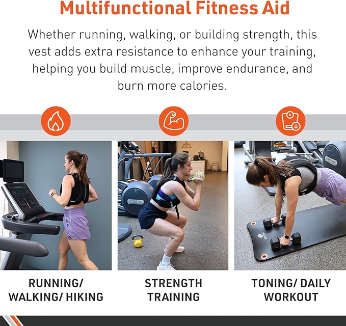 Body Sport Weighted Vest - Adjustable Fitness Vest for Strength Training, Running, Walking, and Endurance Workouts