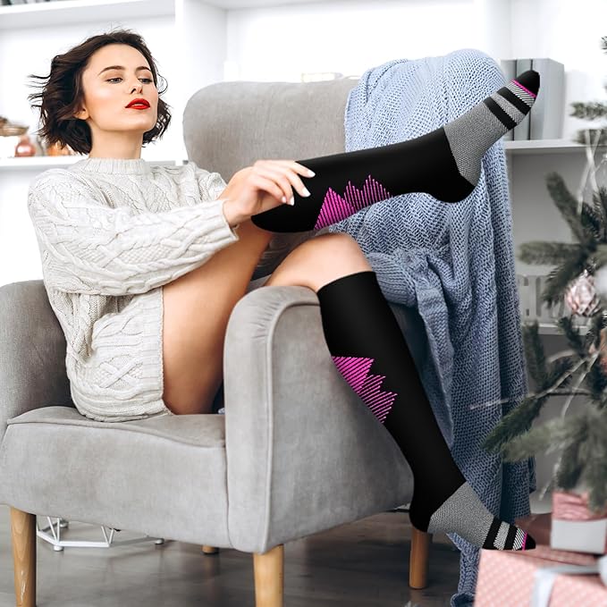 Bluemaple Compression Socks for Women & Men Circulation (6 Pairs) 15-20 mmHg is Best Support for Athletic Running Cycling