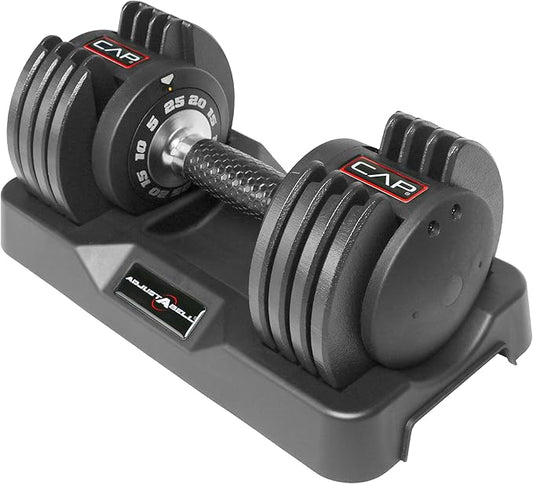 CAP Barbell ADJUSTABELL Adjustable Round Dumbbell Weights - Singles & Pairs | 12.5 lb, 25 lb & 55 lb | Multiple Handle Options