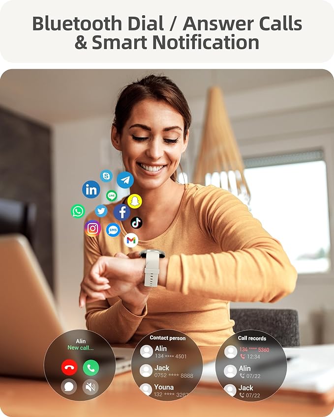 Parsonver Smart Watch(Answer/Make Calls), Smartwatch for Women Men, 100+ Sport Modes/Heart Rate/Blood Oxygen/Sleep Tracker, Pedometer, IP68 Waterproof Fitness Tracker for Android iPhone, Starry Silver