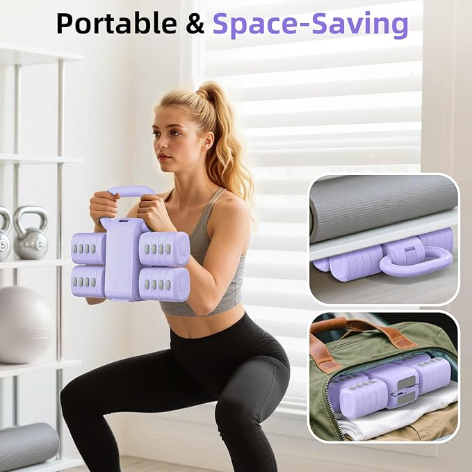 2-in-1 Adjustable Dumbbell Set, Upgraded 5 Levels Heavier Hand Weights for Women Men, Each 2.2/3.3/4.4/5.5/6.6lb, Convertible Weights Dumbbells and Kettlebell Set for Home Gym Exercise & Fitness