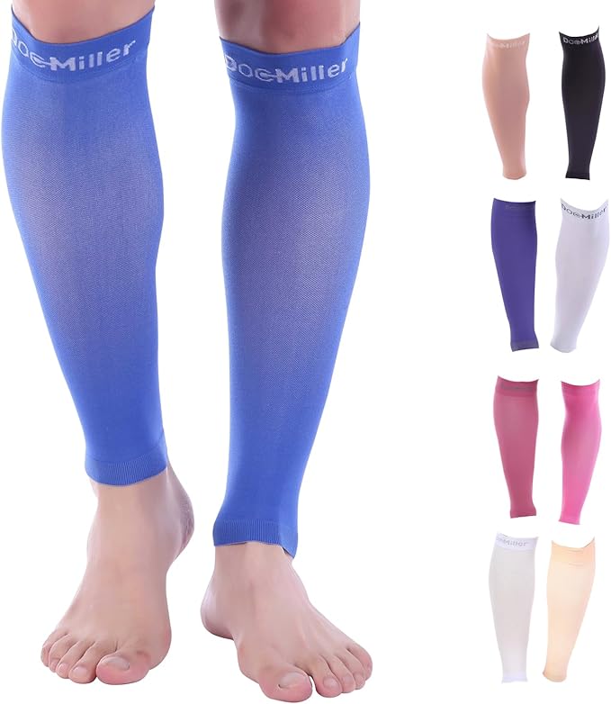 Doc Miller Compression Calf Sleeve for Men & Women, Premium Medical Grade, 15-20mmHg Graduated Support for Running, Calf Tear, Shin Splints, Knee High, Calf Sleeves, 1 Pair