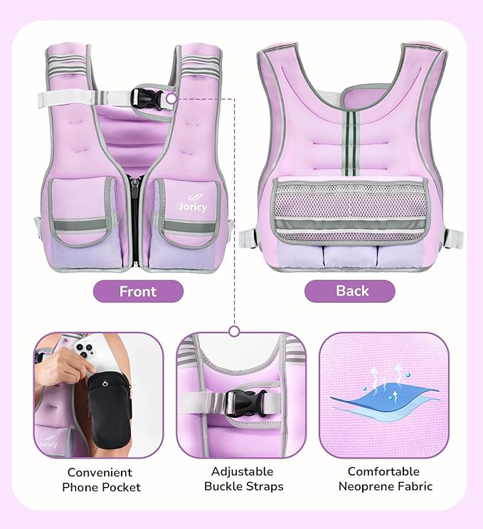 Adjustable Weighted Vest Woman 5-12lb/9-16lb/17-24lb/23-30lb Weight Vest with Reflective Stripe, Zipper Rucking Running Vests for Women Men Workout Walking Strength Training Weight Loss Fitness Weightlifting